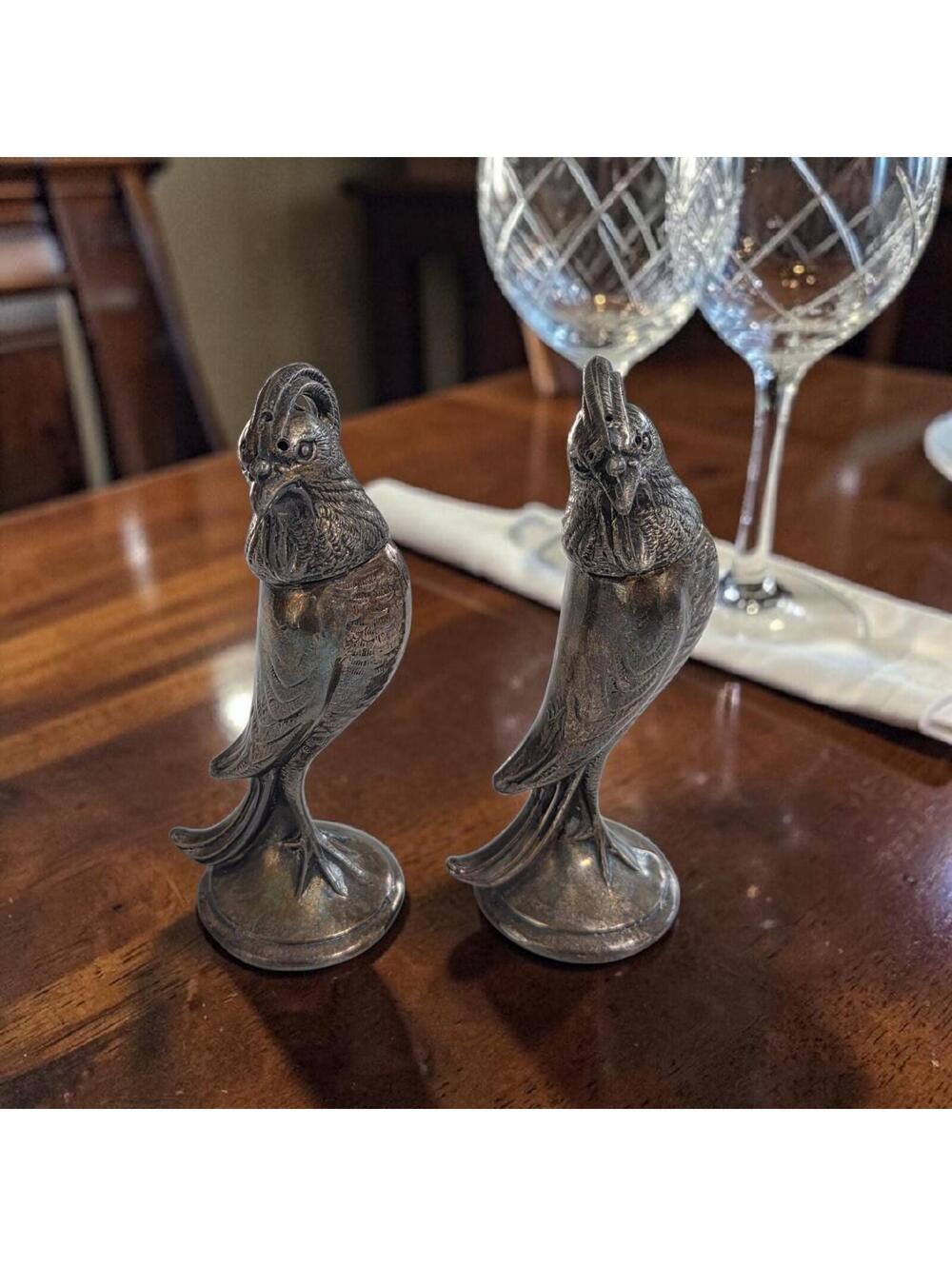 Vintage Metal Bird Figurines Pair Mid Century Decor Sculpture Rustic Home